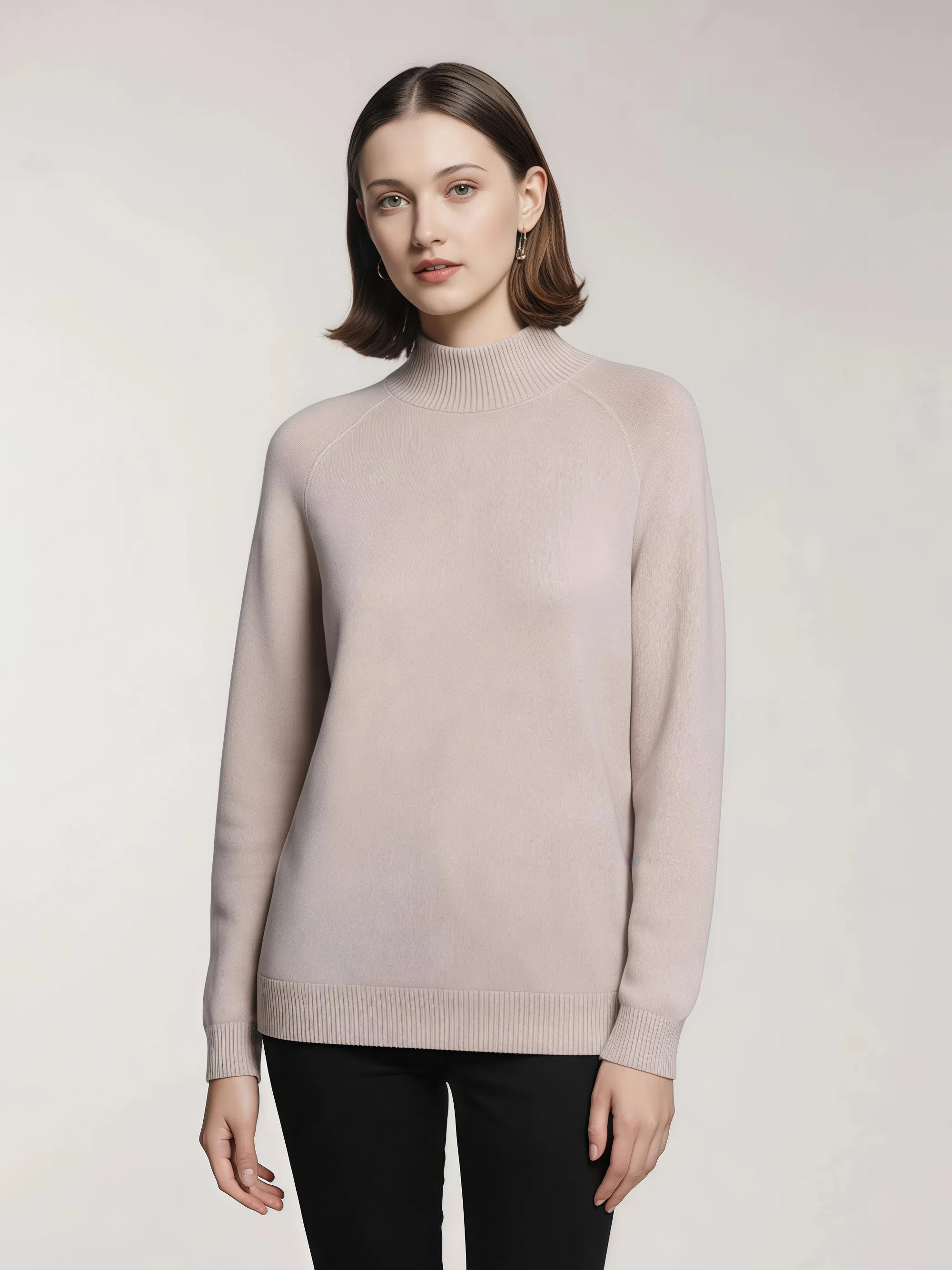 Krótki kaszmirowy sweter z półwysokim kołnierzem