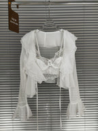 Dwuczęściowy koronkowy komplet z szyfonu