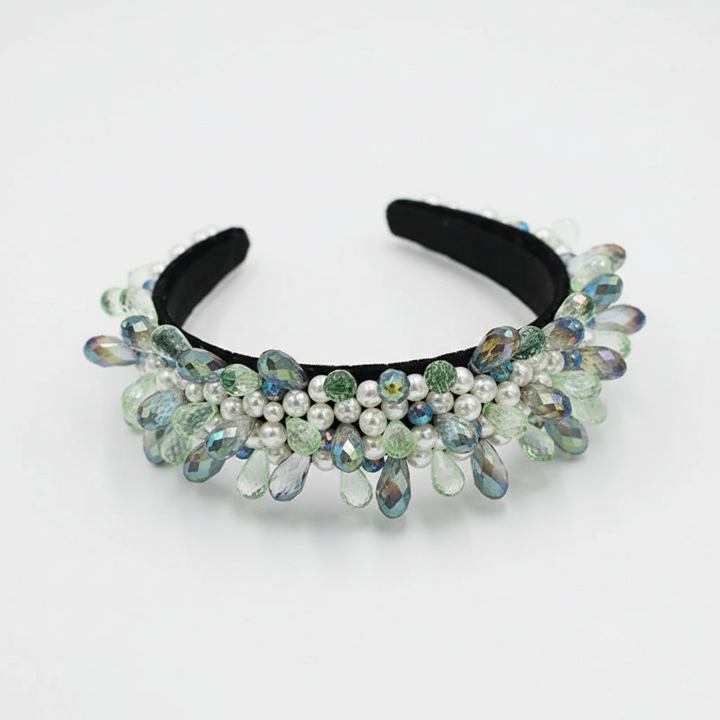 Opaska na głowę z kryształkami w w stylu barakowym