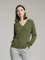 Sweter dzianinowy z dekoltem w serek