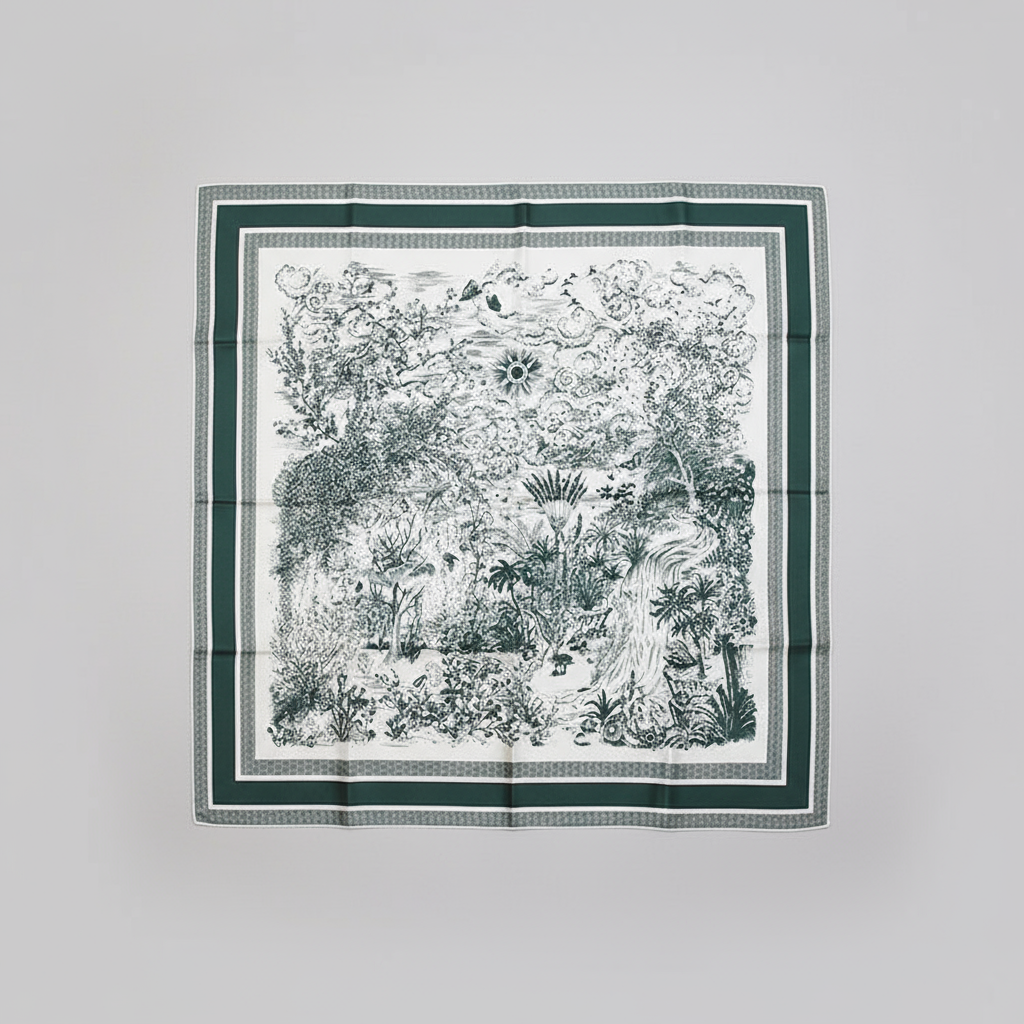 Wzorzysta chusta przedstawiająca łąkę