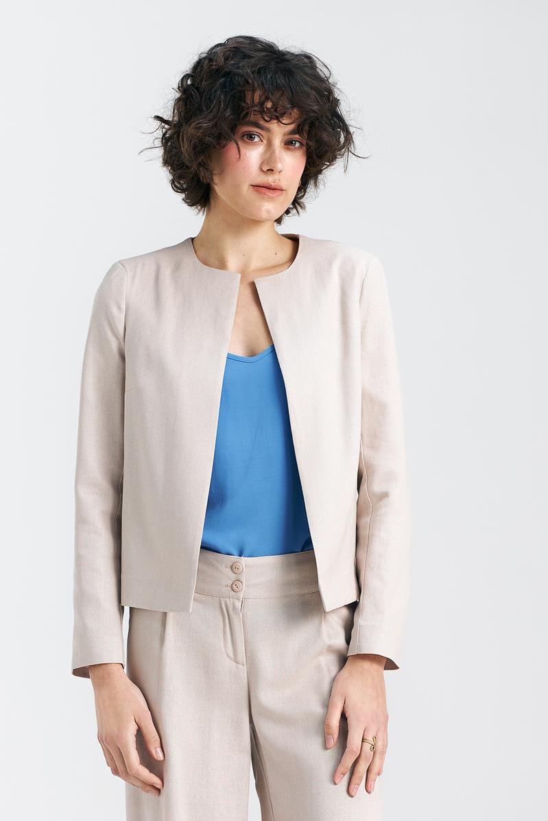 Linen Chanel-style jacket Z54 Beige - Nife