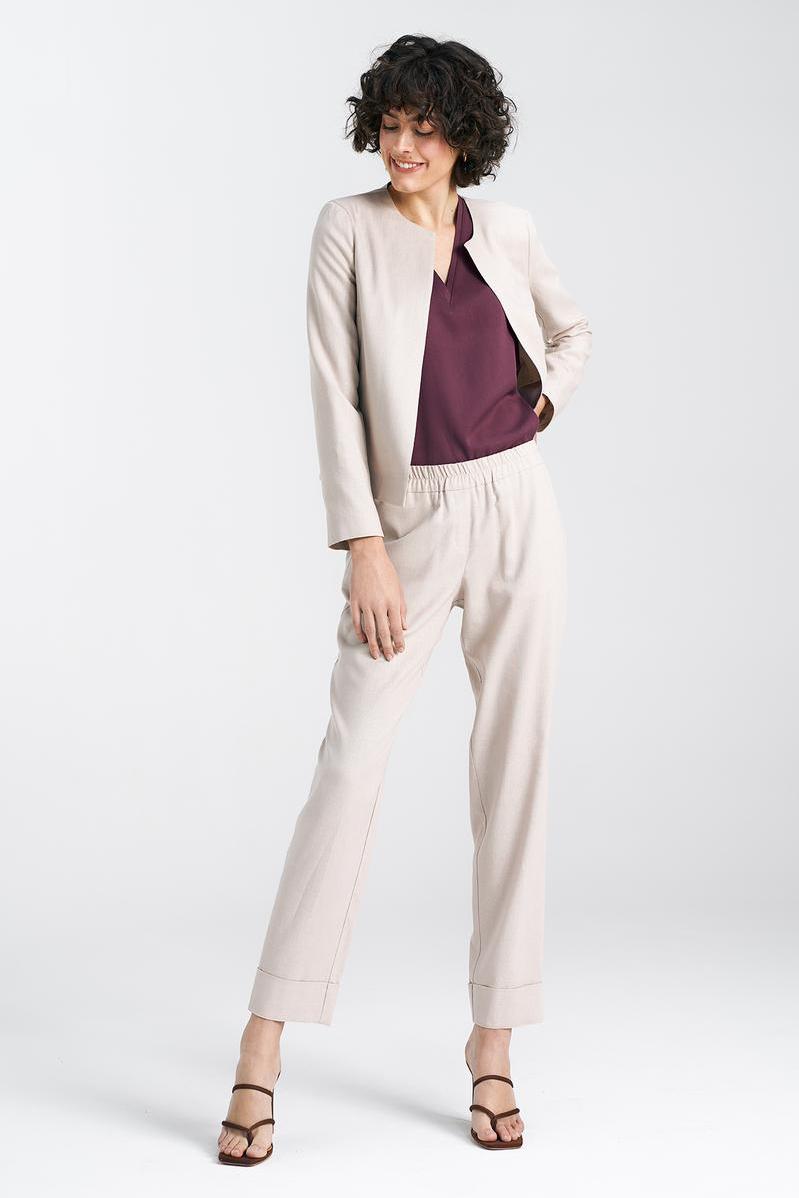 Linen Chanel-style jacket Z54 Beige - Nife