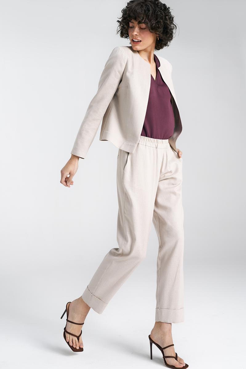 Linen Chanel-style jacket Z54 Beige - Nife