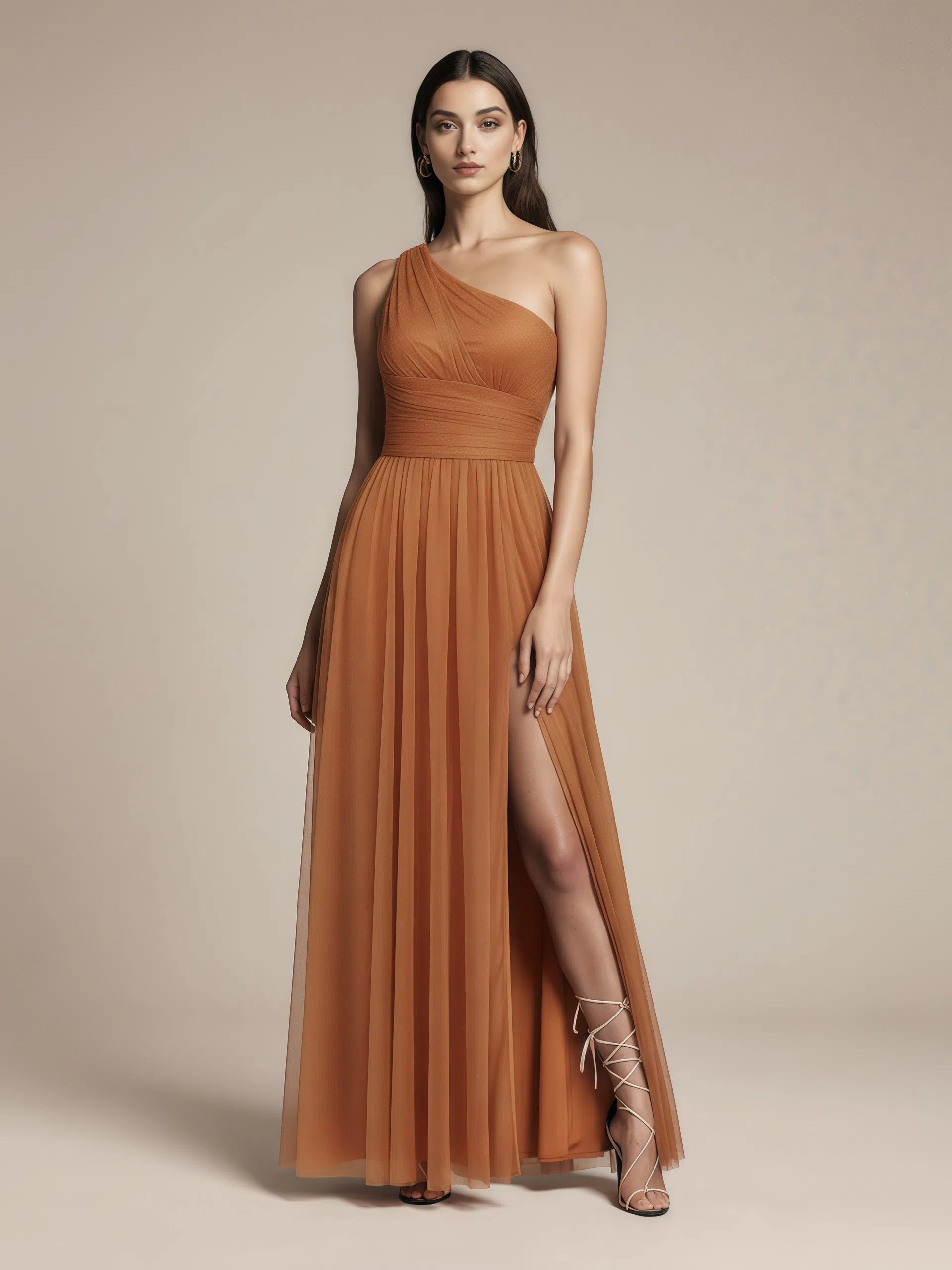 Stylowa suknia wieczorowa MAXI na jedno ramię