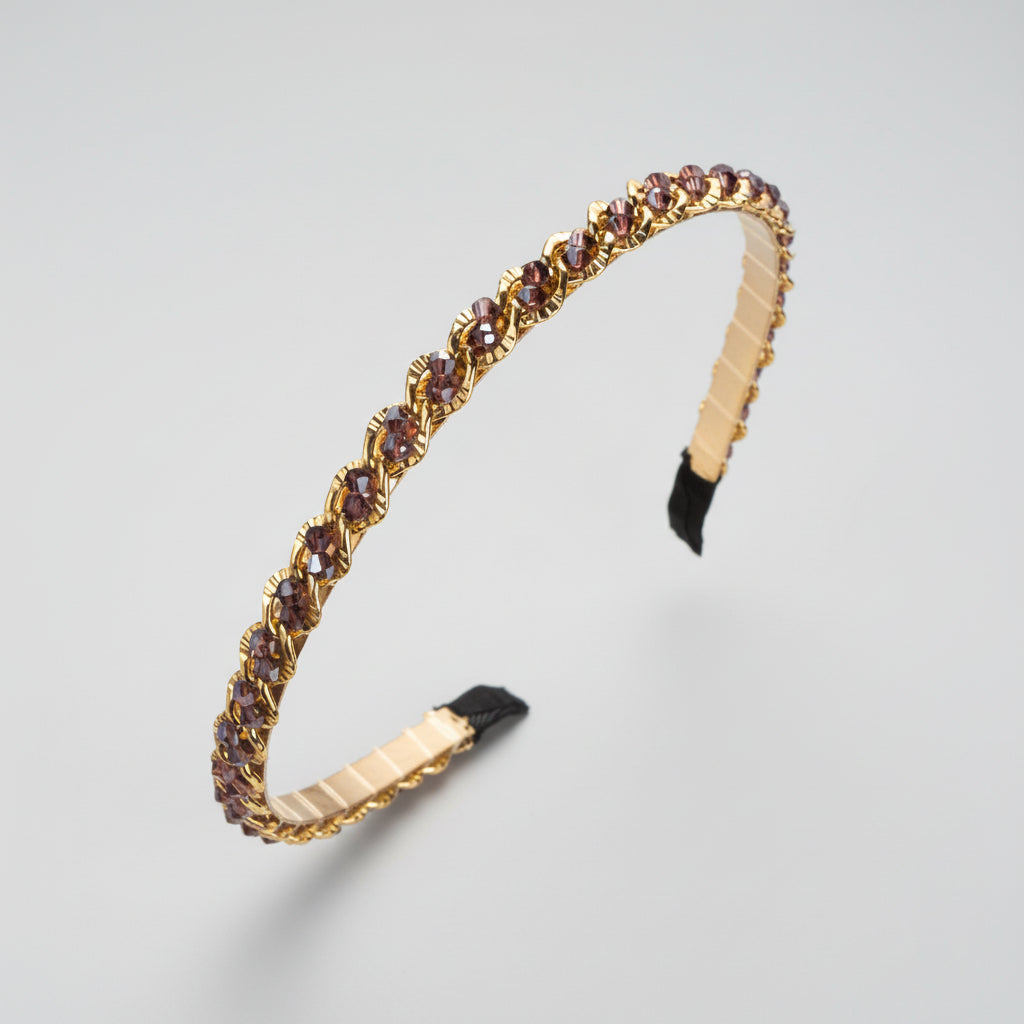 Opaska na głowę z kryształowym łańcuszkiem w stylu retro