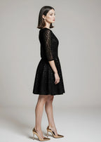 Sukienka wieczorowa MINI z ozdobnymi rękawami szyfonowymi - Sweet Victoria