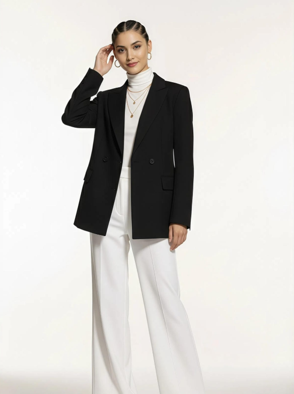 Jesienno-zimowy krótki dwustronny wełniany płaszcz