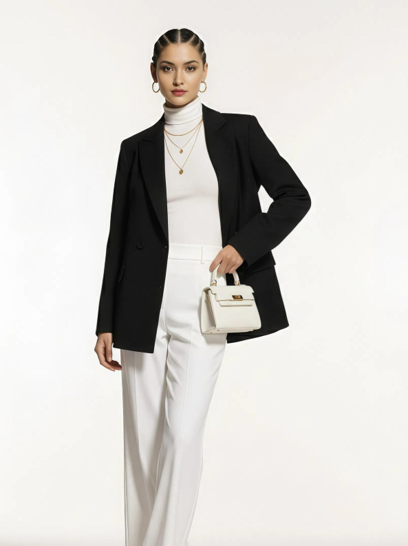 Jesienno-zimowy krótki dwustronny wełniany płaszcz