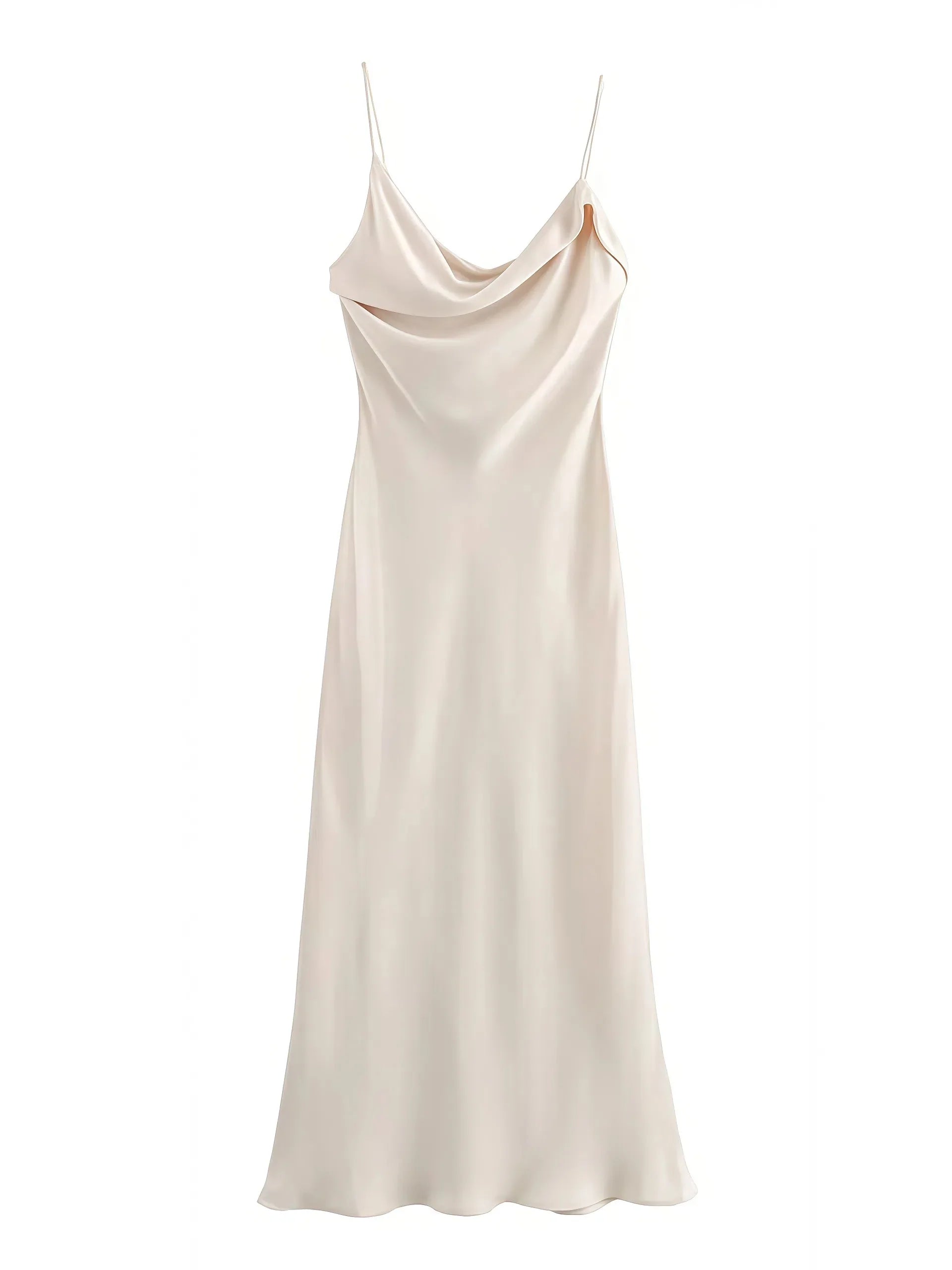 Asymetryczna plisowana sukienka w stylu Sleep-dress na ramiączkach - Sweet Victoria