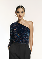 Cekinowy asymetryczny top na jedno ramię
