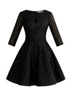 Sukienka wieczorowa MINI z ozdobnymi rękawami szyfonowymi - Sweet Victoria