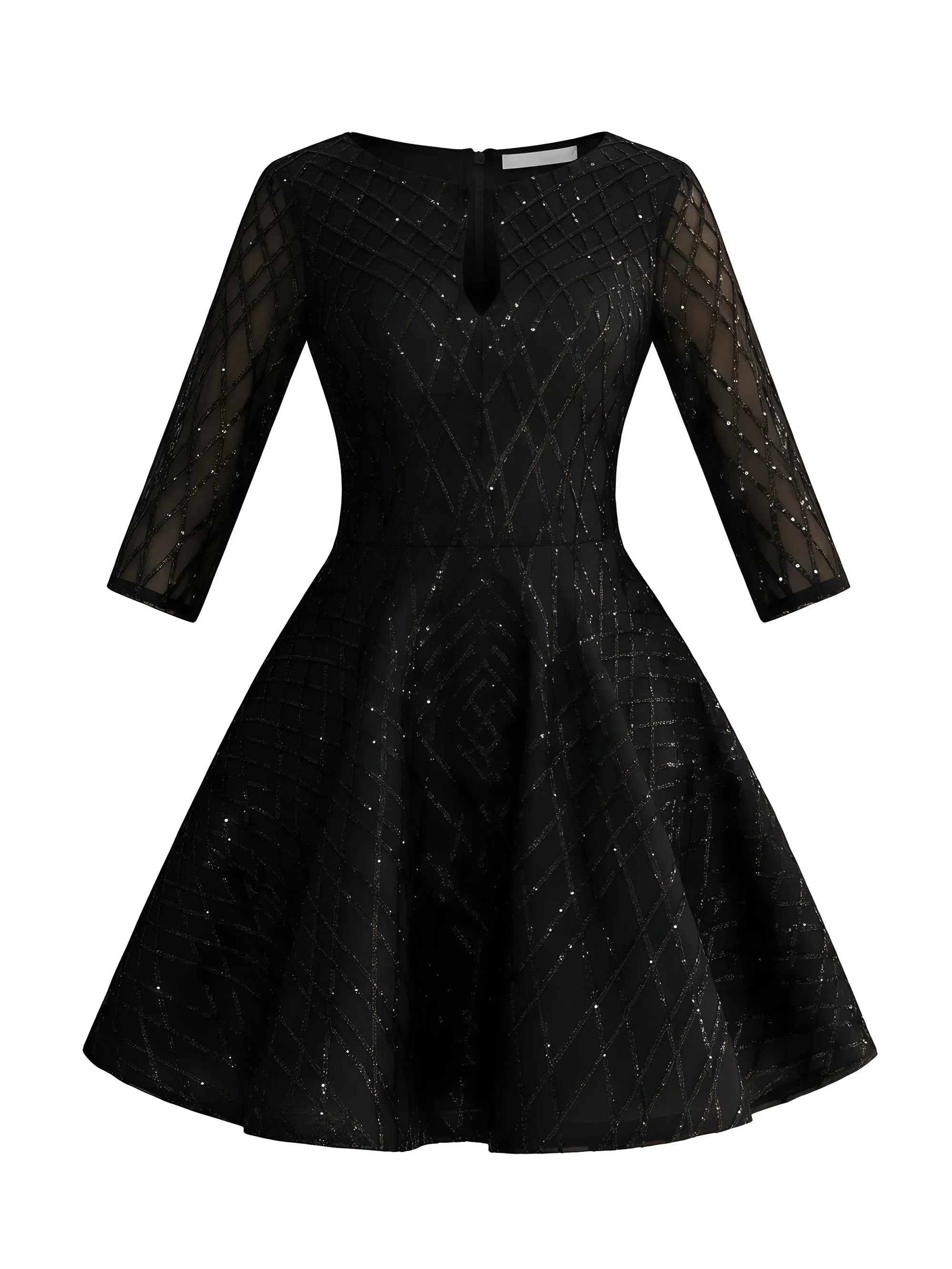 Sukienka wieczorowa MINI z ozdobnymi rękawami szyfonowymi - Sweet Victoria