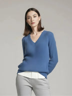 Sweter dzianinowy z dekoltem w serek