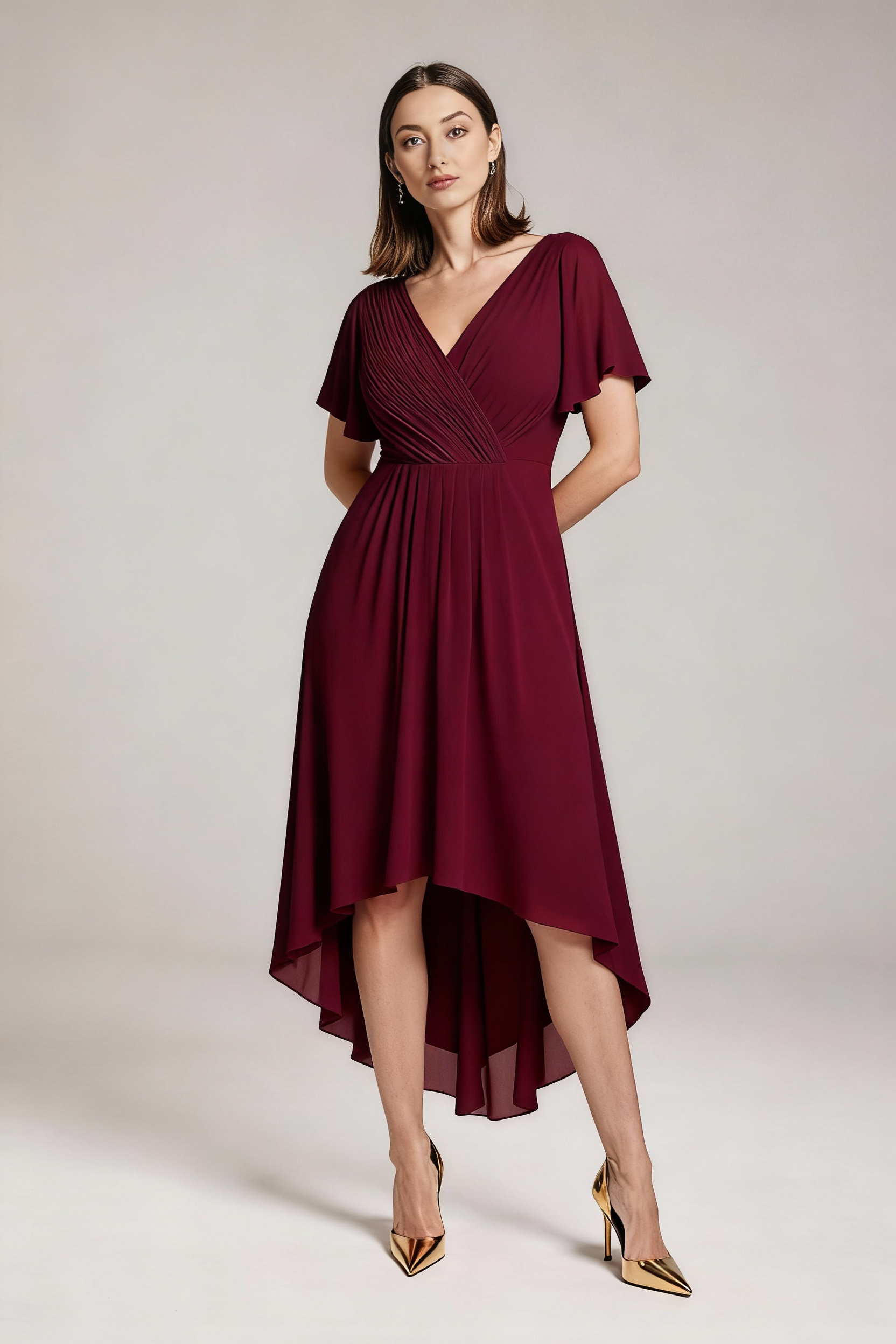 Sukienka balowa MIDI z dekoltem w serek