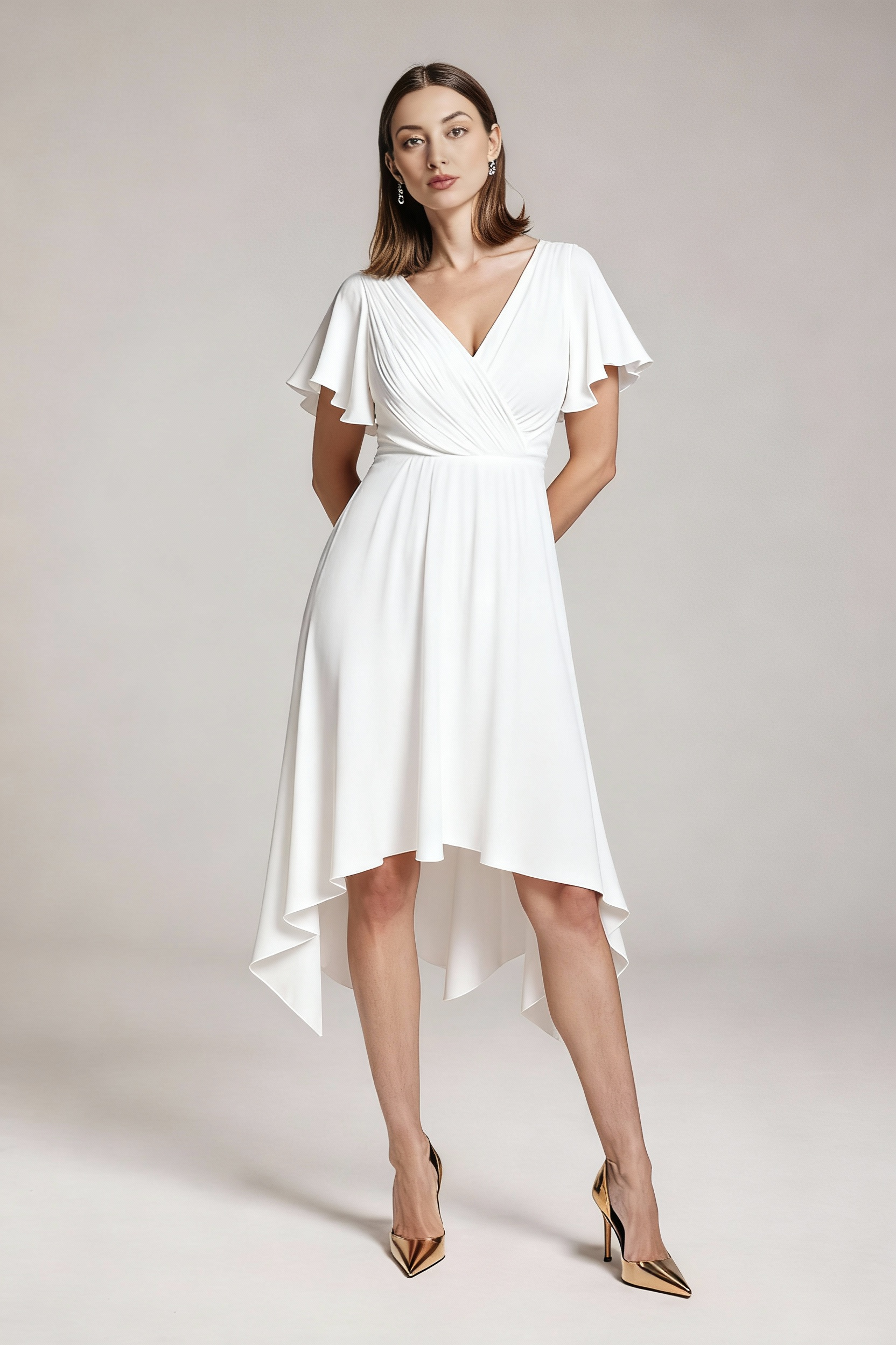 Sukienka balowa MIDI z dekoltem w serek