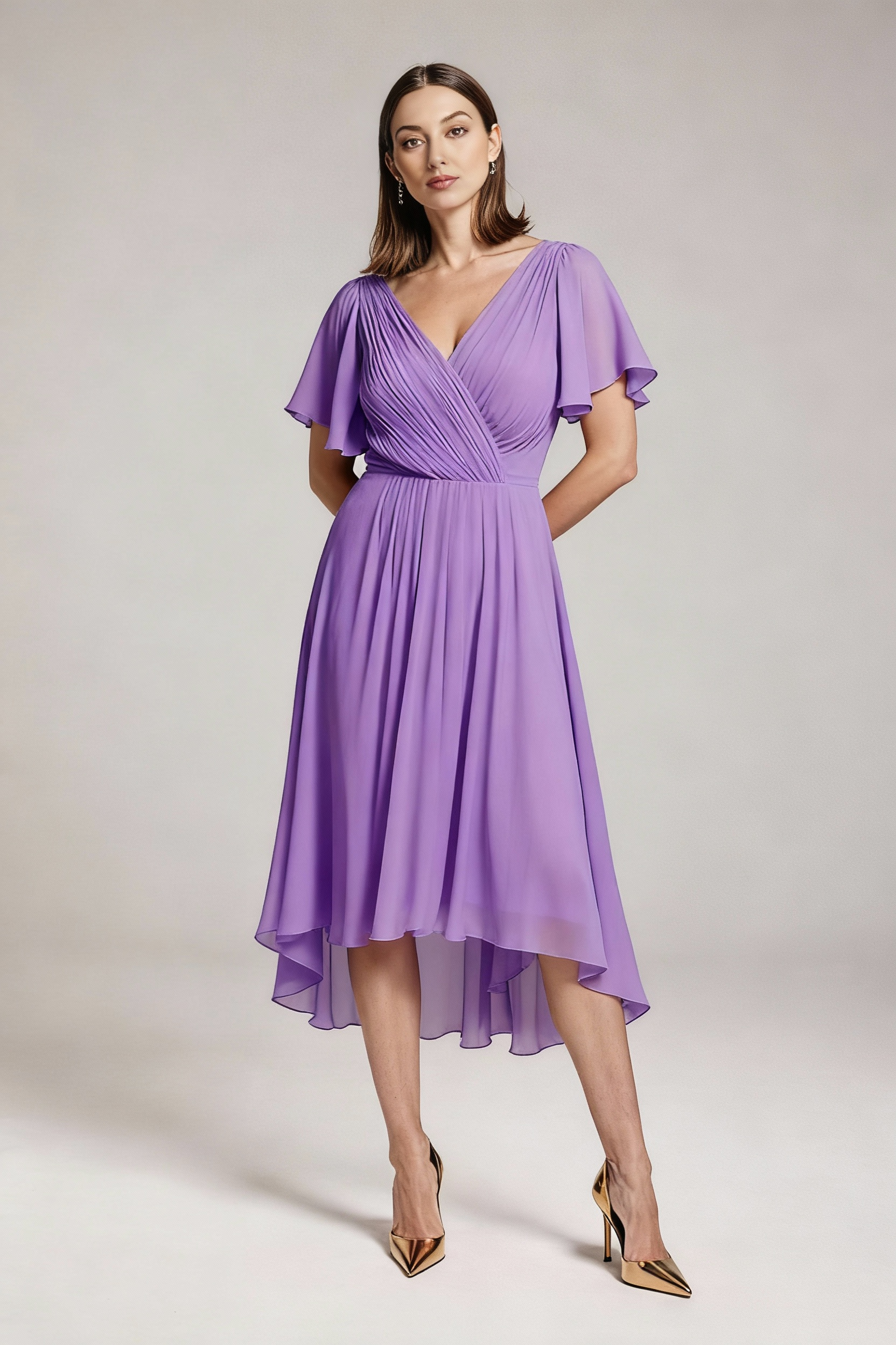 Sukienka balowa MIDI z dekoltem w serek