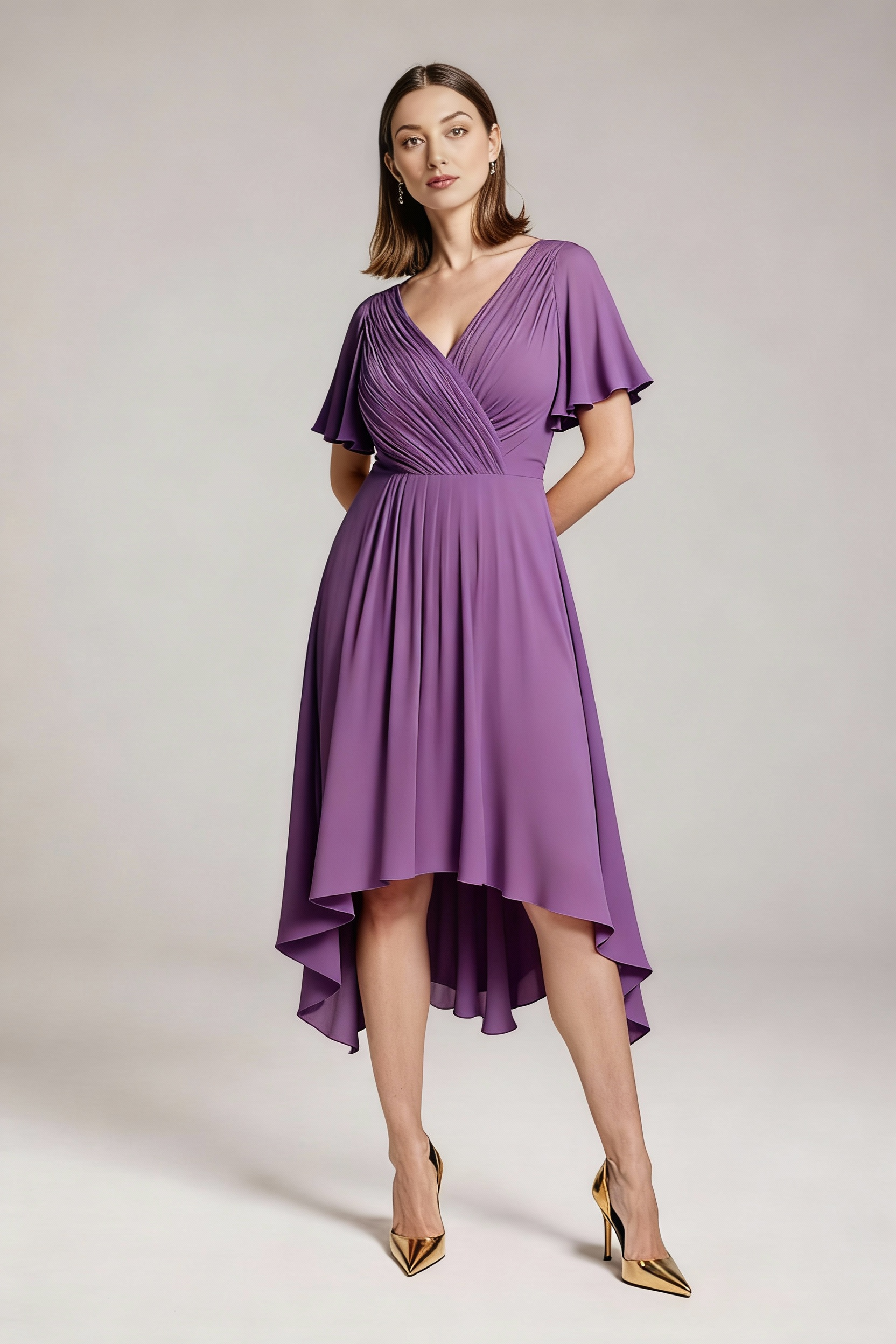 Sukienka balowa MIDI z dekoltem w serek