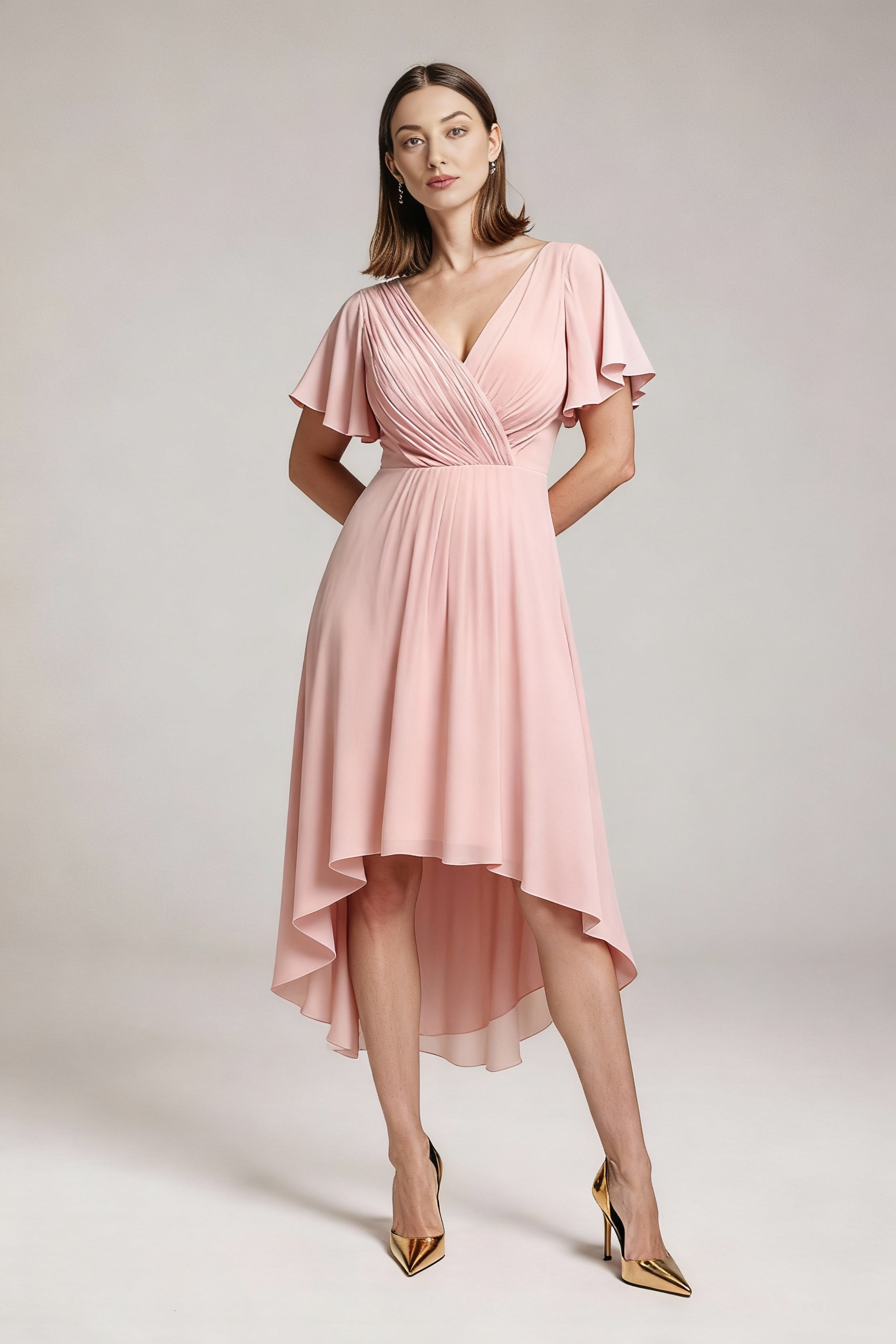 Sukienka balowa MIDI z dekoltem w serek