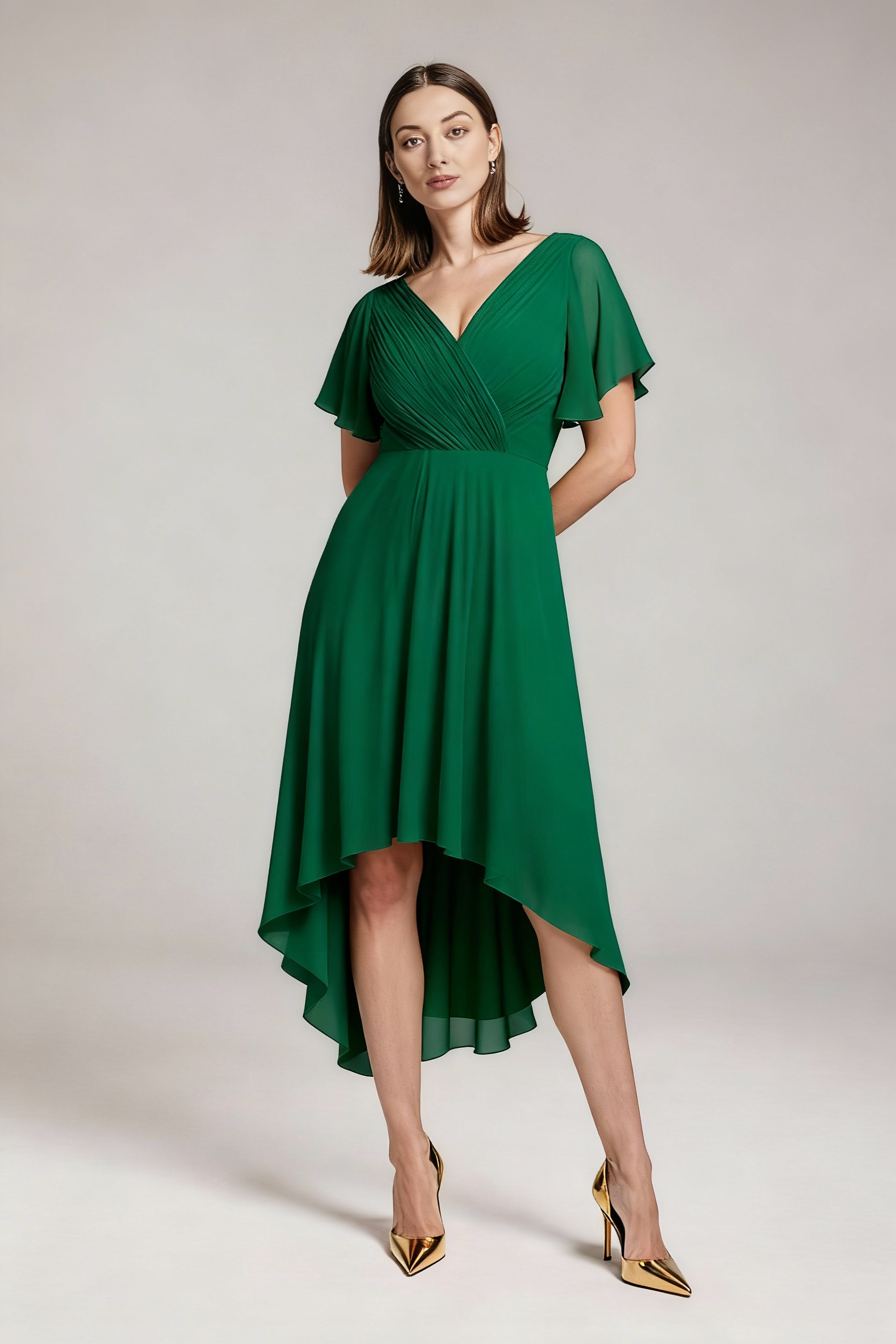 Sukienka balowa MIDI z dekoltem w serek