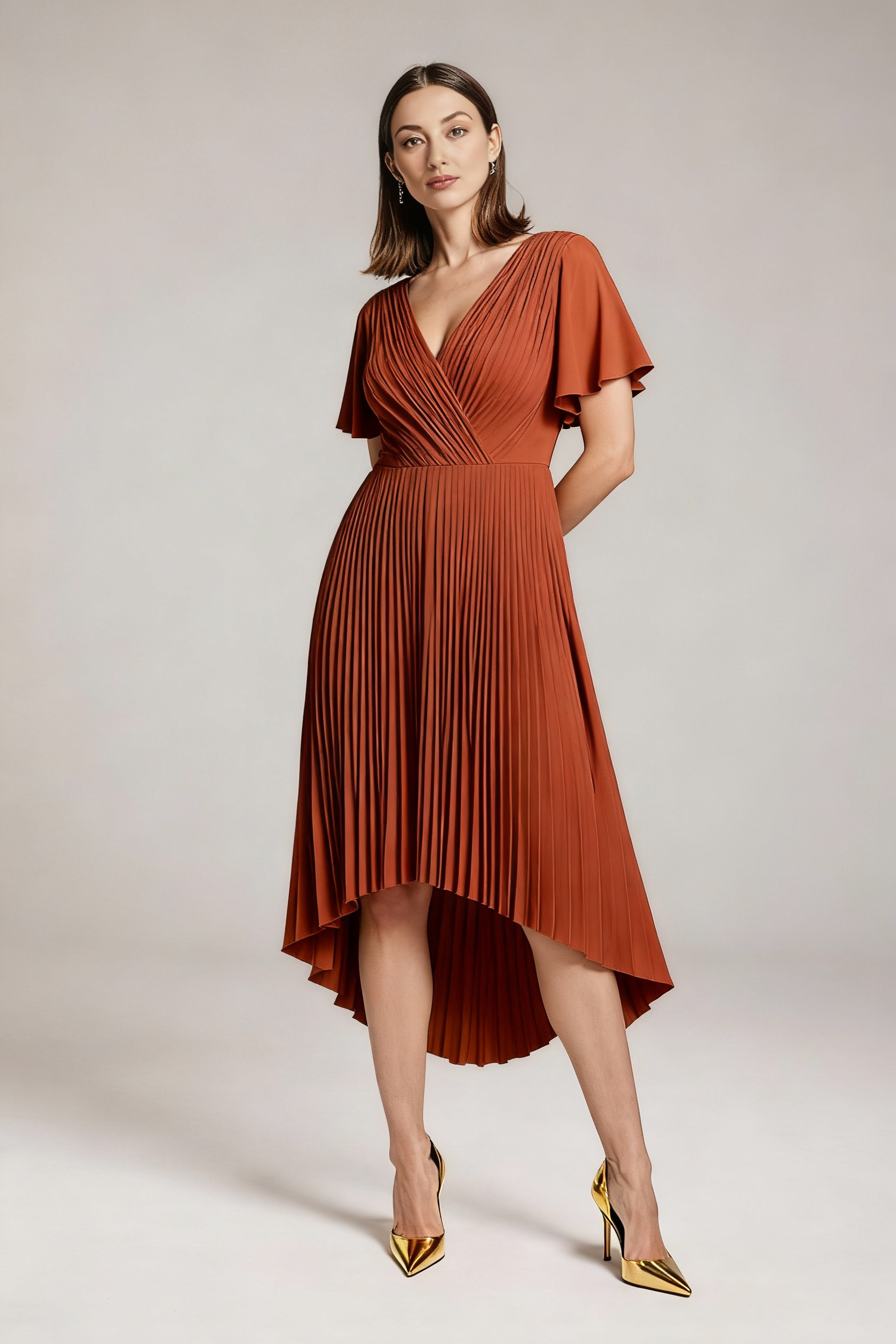 Sukienka balowa MIDI z dekoltem w serek