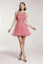 Tiulowa sukienka MINI z podwójnymi ramionami