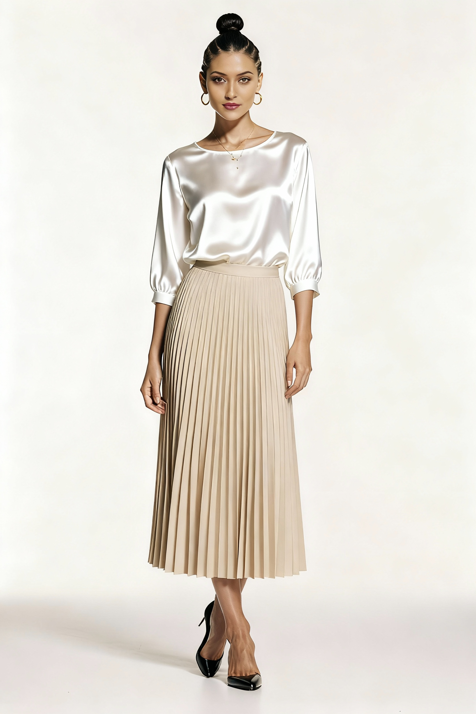 Plisowana spódnica średniej długości