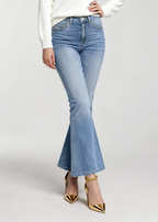 Modne spodnie jeansowe z rozcięciem typu boot-cut