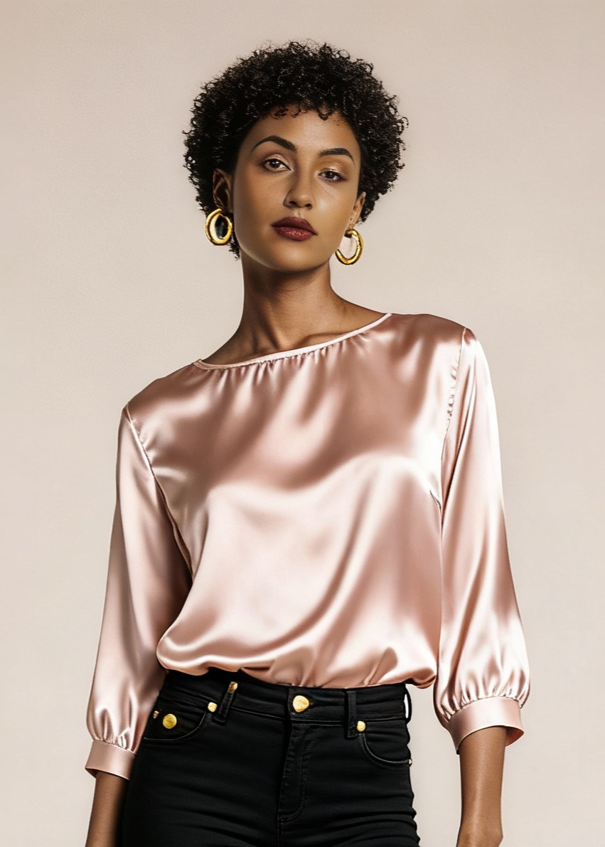 Jedwabna wyjściowa koszulka z połyskiem