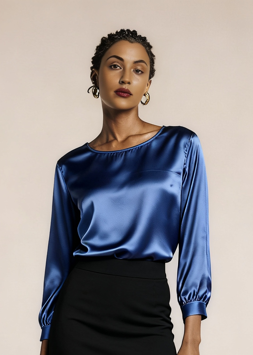 Jedwabna wyjściowa koszulka z połyskiem