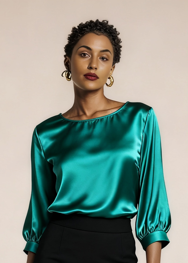 Jedwabna wyjściowa koszulka z połyskiem