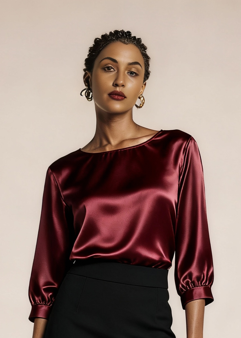 Jedwabna wyjściowa koszulka z połyskiem