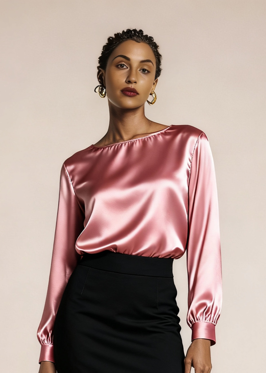 Jedwabna wyjściowa koszulka z połyskiem