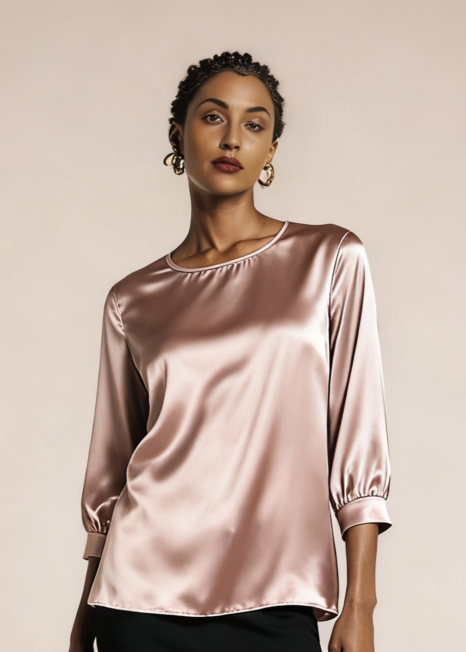 Jedwabna wyjściowa koszulka z połyskiem