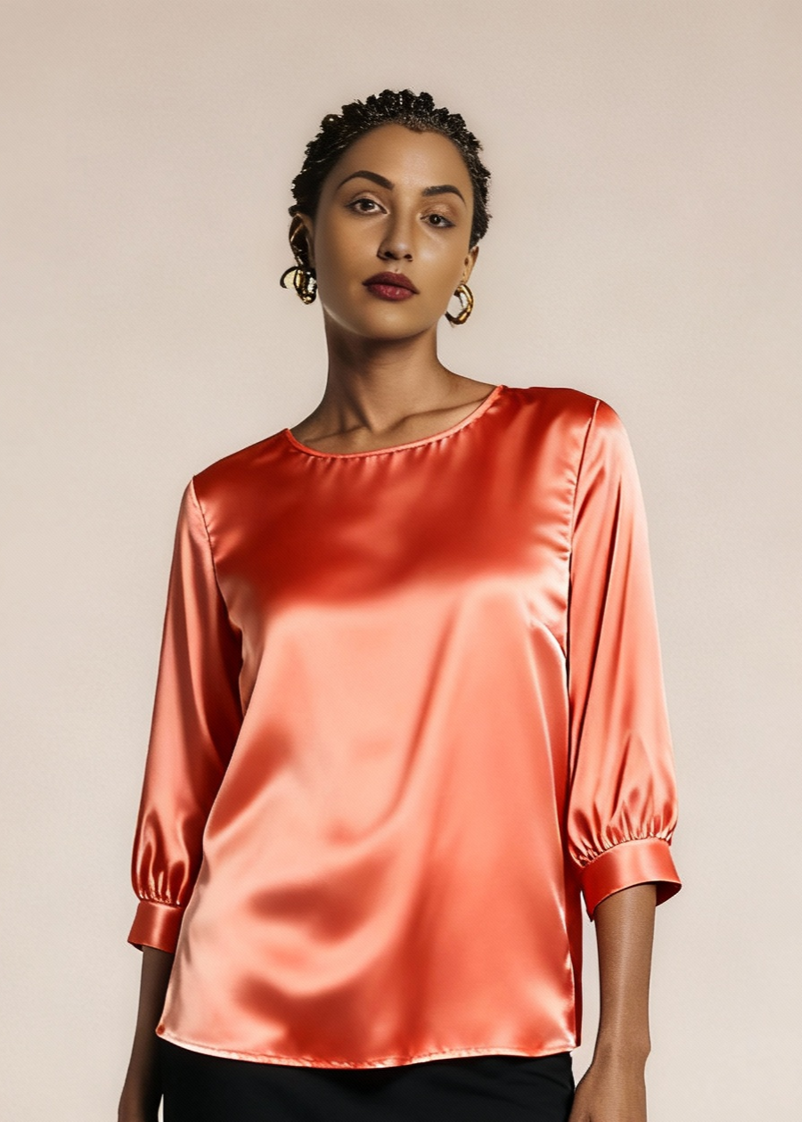 Jedwabna wyjściowa koszulka z połyskiem