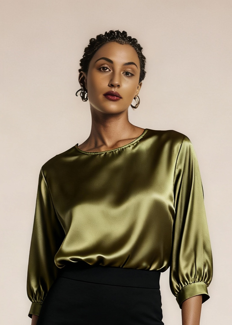 Jedwabna wyjściowa koszulka z połyskiem