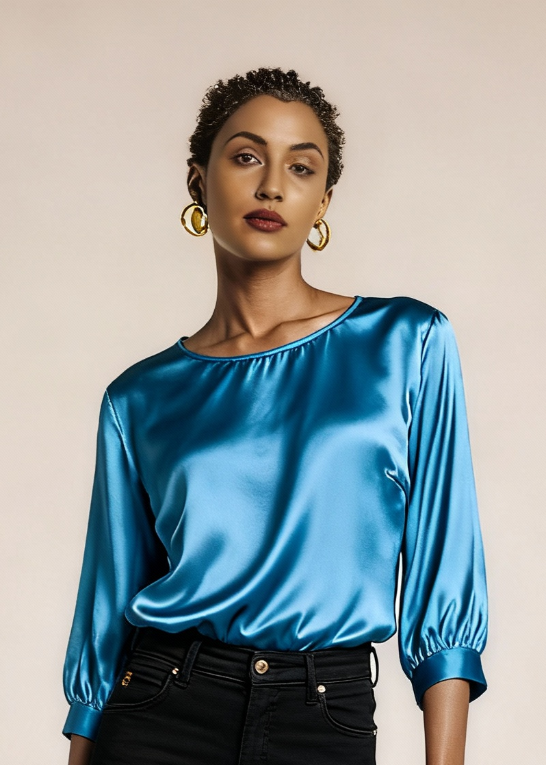 Jedwabna wyjściowa koszulka z połyskiem