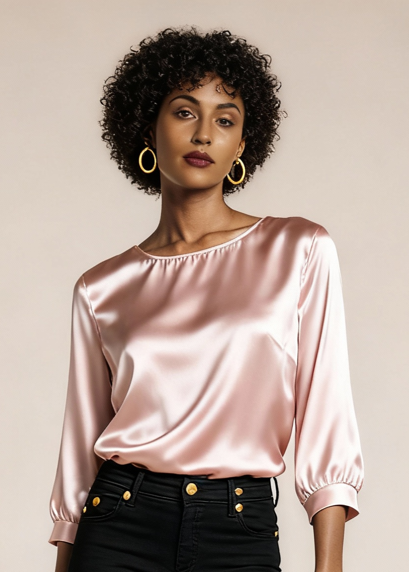 Jedwabna wyjściowa koszulka z połyskiem