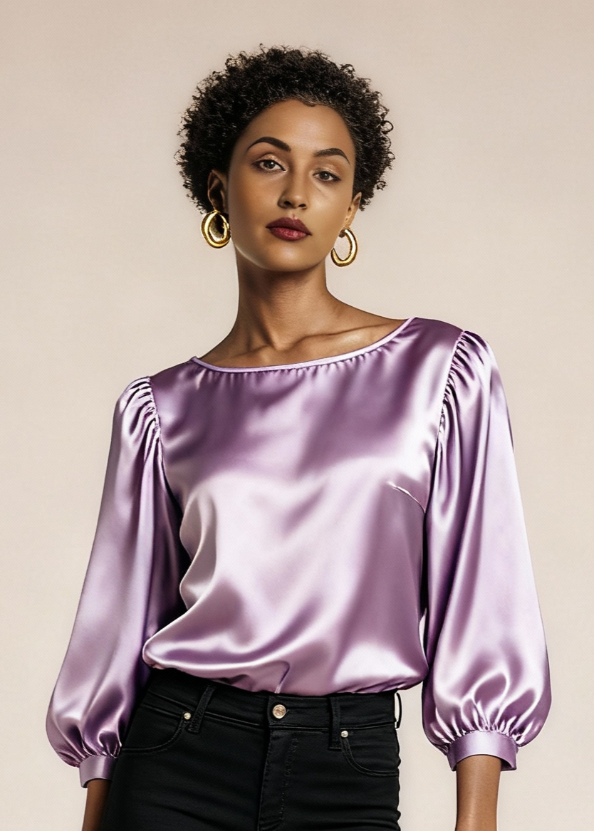 Jedwabna wyjściowa koszulka z połyskiem