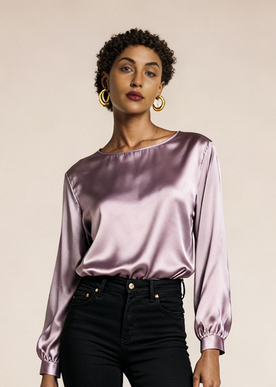 Jedwabna wyjściowa koszulka z połyskiem