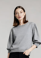 Cienka sweterkowa bluzka z okrągłym dekoltem