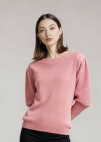 Cienka sweterkowa bluzka z okrągłym dekoltem