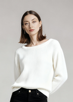 Cienka sweterkowa bluzka z okrągłym dekoltem