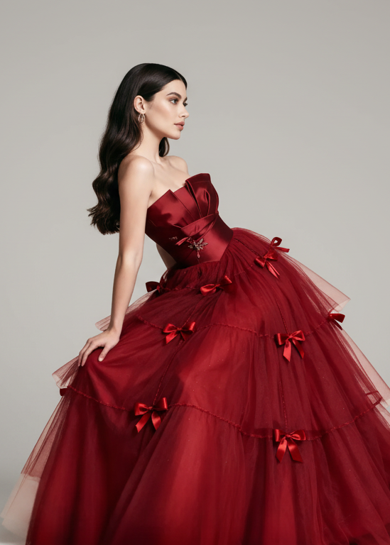 Elegancka krwistoczerwona sukienka na studniówkę 2026