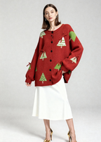 Christmas sweater in red with patterns