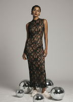 Sleeveless lace dress for New Year's Eve