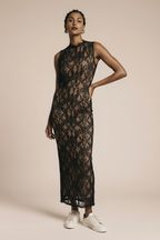 Sleeveless lace dress for New Year's Eve