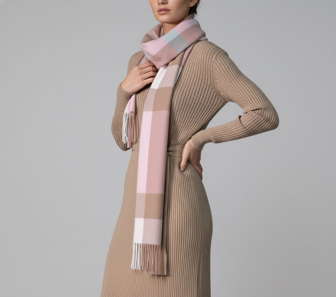 Wełniany szalik w kratkę