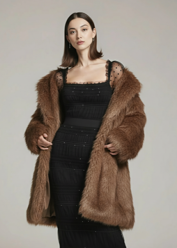 Sztuczne długie futro z lisa