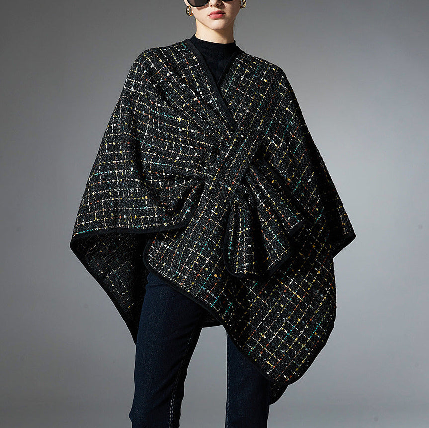 Wzorzysty długi szal wiązany z cekinami